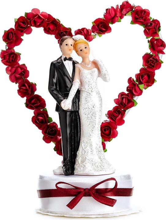 Produktbild Partydeco Kuchen-Topper Brautpaar Herz Rot/Weiss/Schwarz