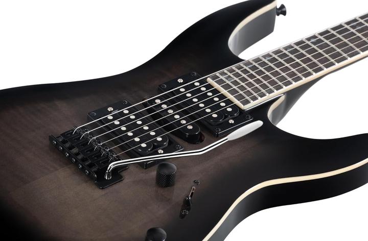 Actual product image Rocktile Transparent black with tremolo, cable and hexagon socket (Electric guitar, Linden, Maple)