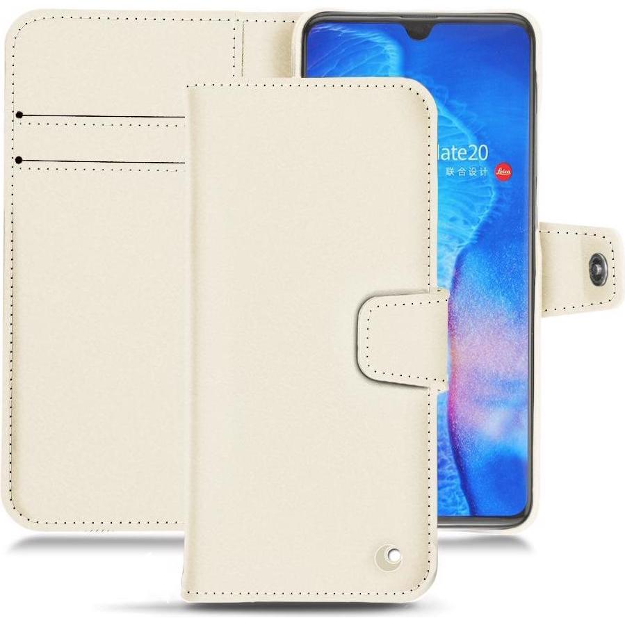 Noreve Lederschutzhülle Wallet (Huawei Mate 20), Smartphone Hülle, Weiss