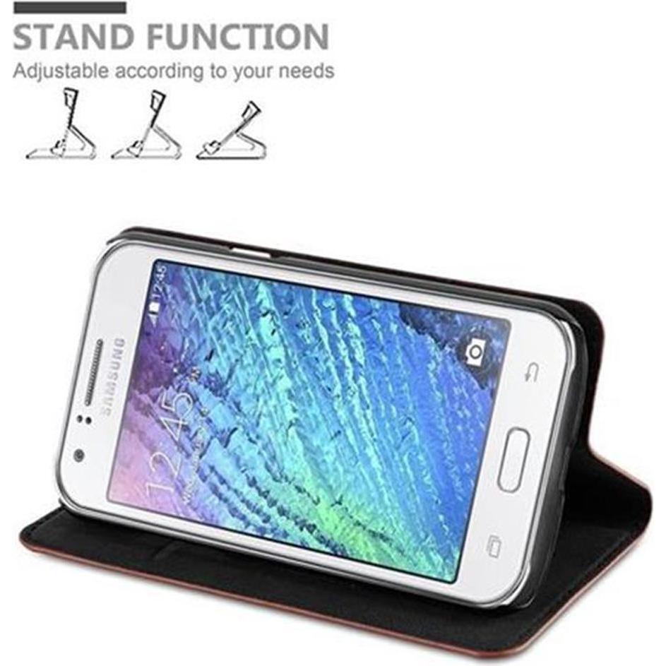 Thumbnail - Cadorabo Book Invisible Magnet Cover (Samsung Galaxy J1), Smartphone Hülle, Braun