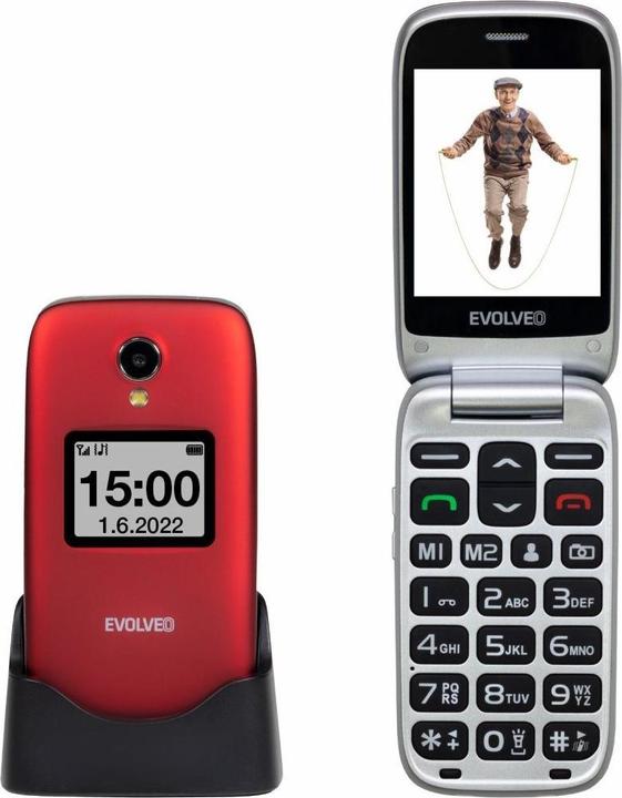 Evolveo EasyPhone FS, vyklápěcí mobilní telefon 2.8" pro seniory s nabíjecím (2.80", 3 Mpx)
