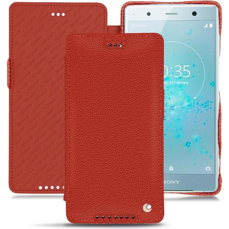 Noreve Lederschutzhülle horizontal (Sony Xperia XZ2 Premium), Smartphone Hülle, Orange
