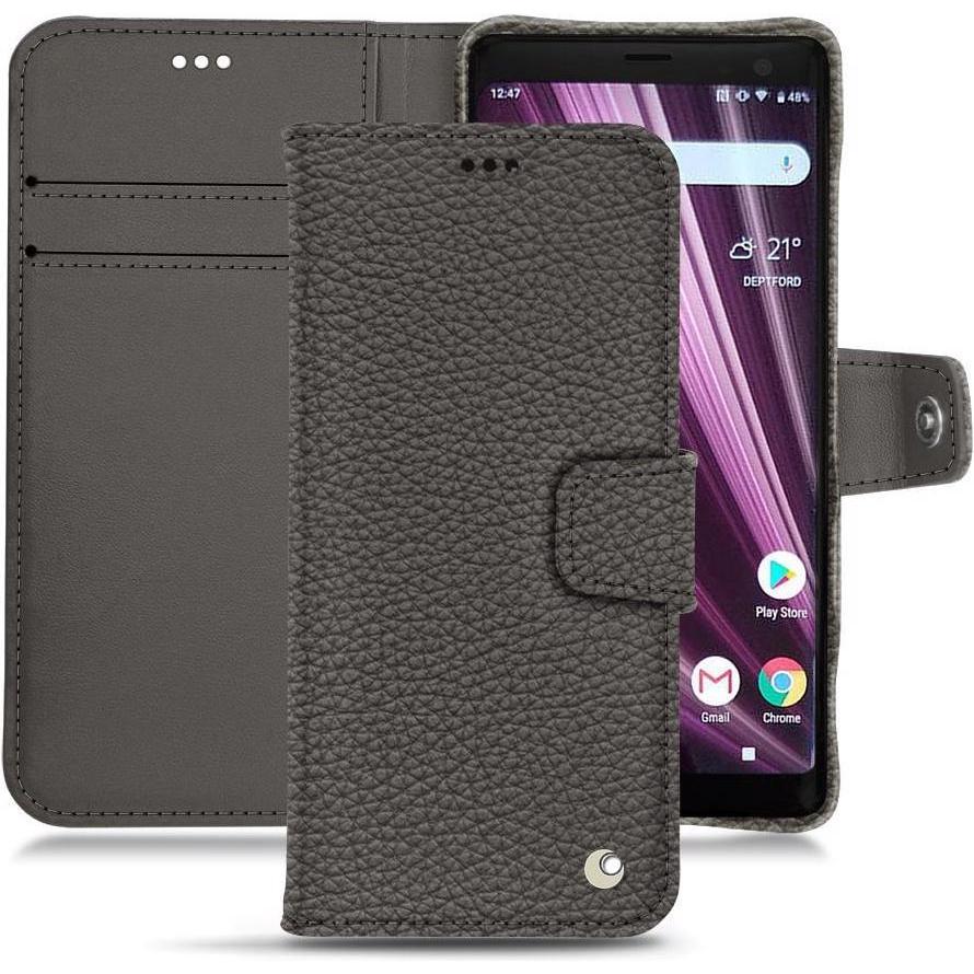 Noreve Lederschutzhülle Wallet (Sony Xperia XZ3), Smartphone Hülle, Grau