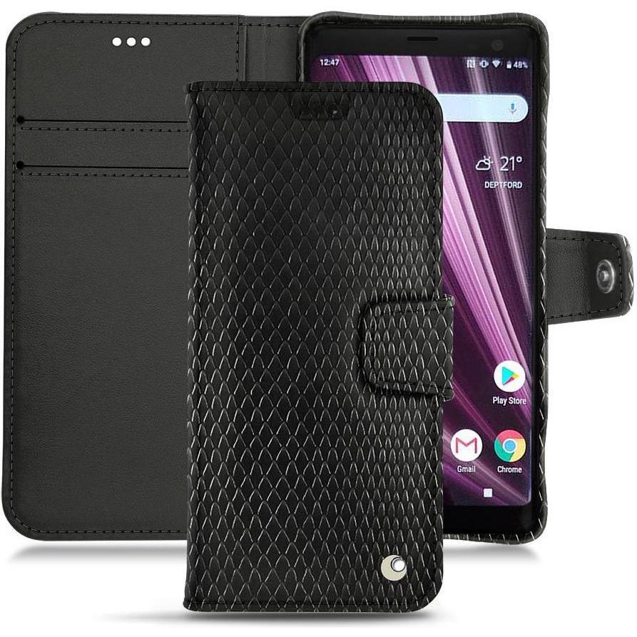 Noreve Lederschutzhülle Wallet (Sony Xperia XZ3), Smartphone Hülle, Schwarz