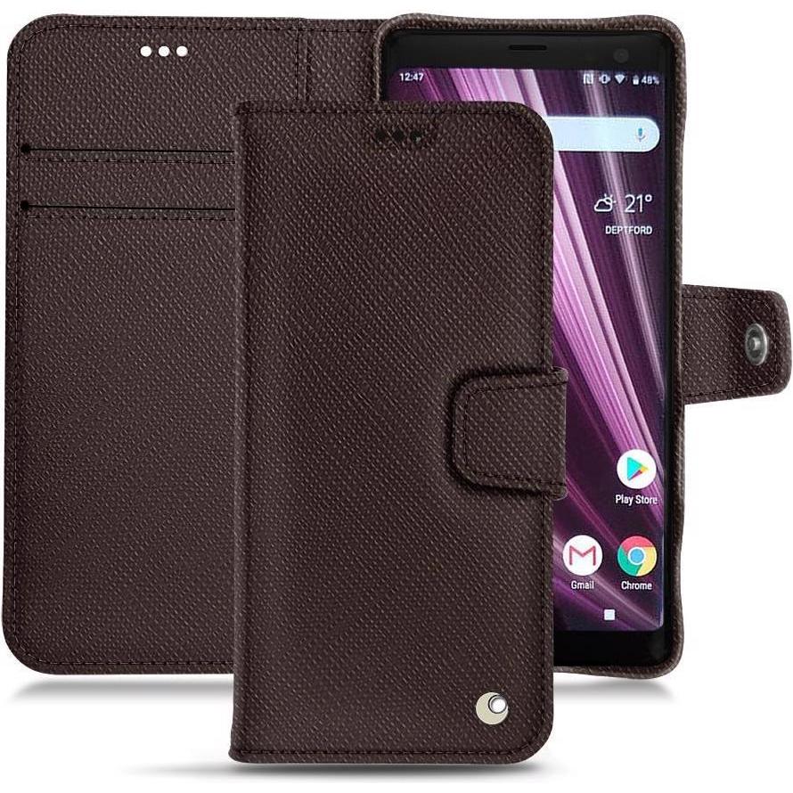 Noreve Lederschutzhülle Wallet (Sony Xperia XZ3), Smartphone Hülle, Braun