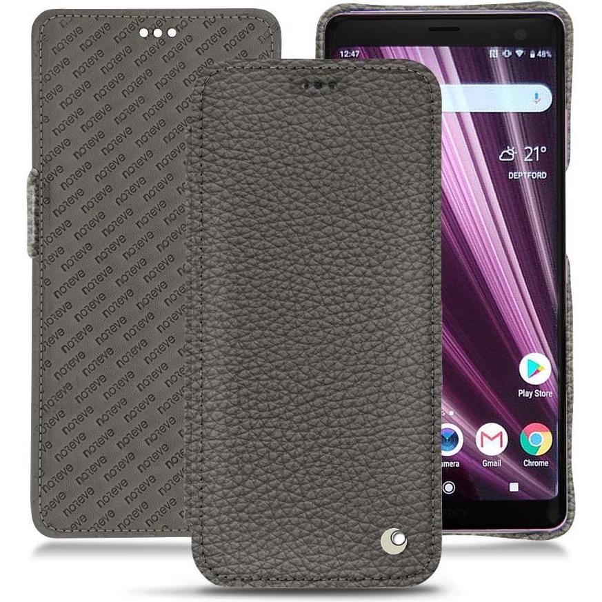 Noreve Lederschutzhülle horizontal (Sony Xperia XZ3), Smartphone Hülle, Grau