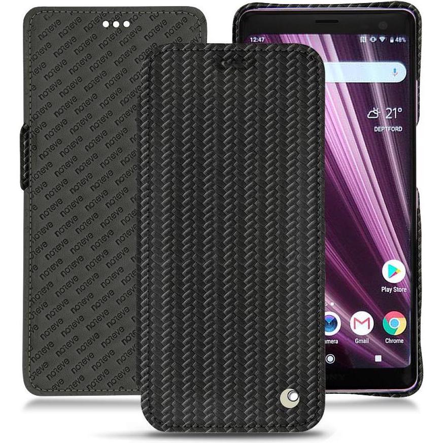 Noreve Lederschutzhülle horizontal (Sony Xperia XZ3), Smartphone Hülle, Schwarz