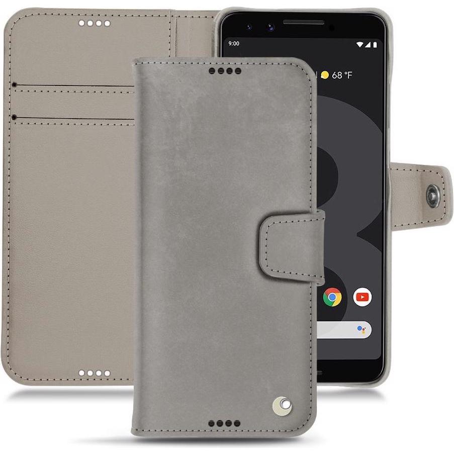 Noreve Lederschutzhülle Wallet (Google Pixel 3), Smartphone Hülle, Grau