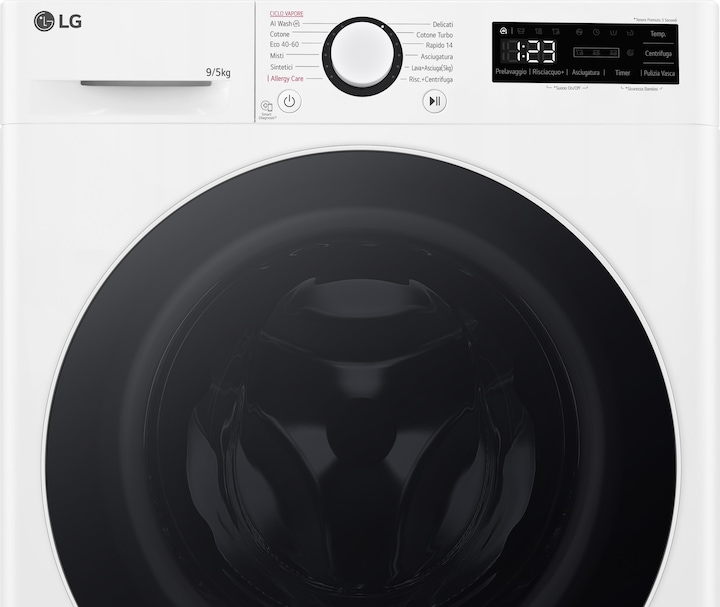 Image du produit LG D2R5S09TSWW Lave-linge séchant slim 9/5kg AI DD, Classe E, 1200 tr/min, TurboWash 360, Vapeur