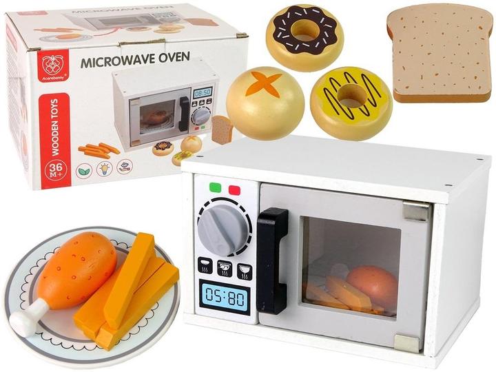 Actual product image Lean Toys Wood Microwave Oven, Microwave Food