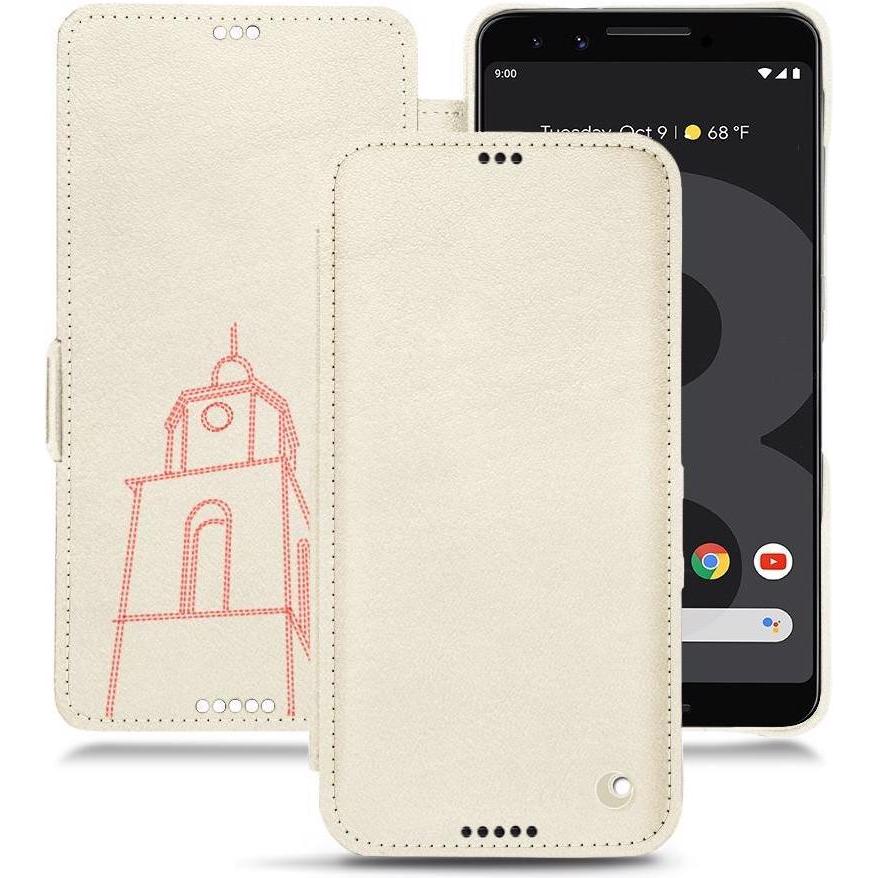 Noreve Lederschutzhülle horizontal (Google Pixel 3 XL), Smartphone Hülle, Weiss