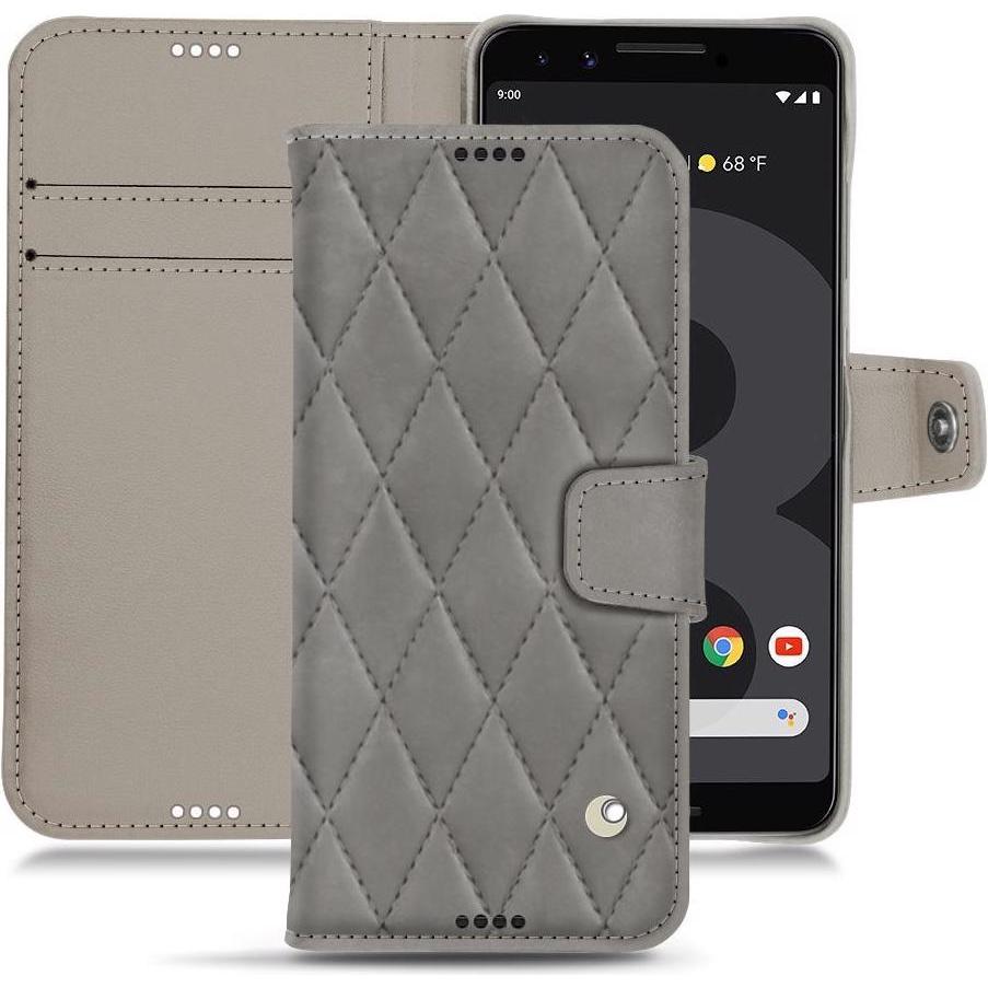 Noreve Lederschutzhülle Wallet (Google Pixel 3), Smartphone Hülle, Grau