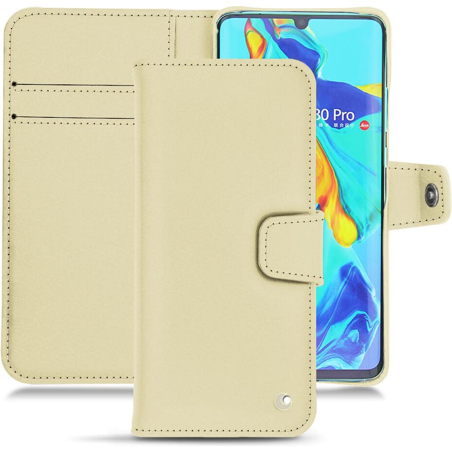 Noreve Lederschutzhülle Wallet (Huawei P30 Pro), Smartphone Hülle, Beige