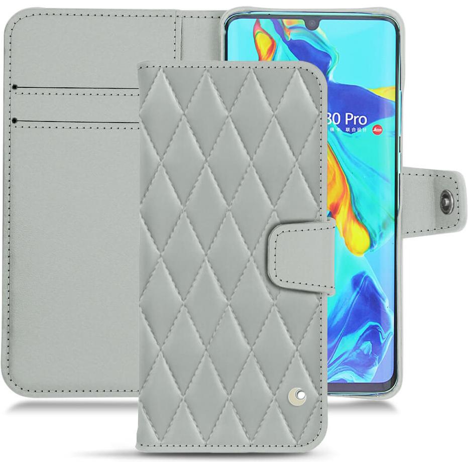 Noreve Lederschutzhülle Wallet (Huawei P30 Pro), Smartphone Hülle, Grau