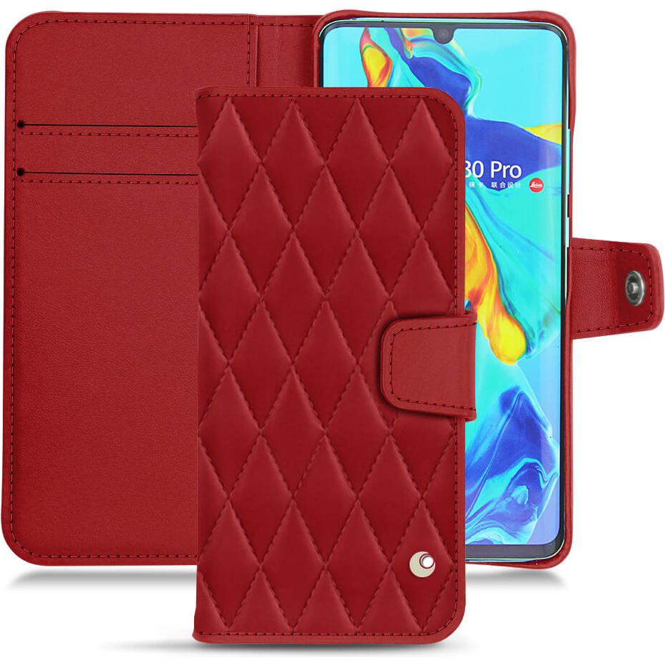 Noreve Lederschutzhülle Wallet (Huawei P30 Pro), Smartphone Hülle, Rot