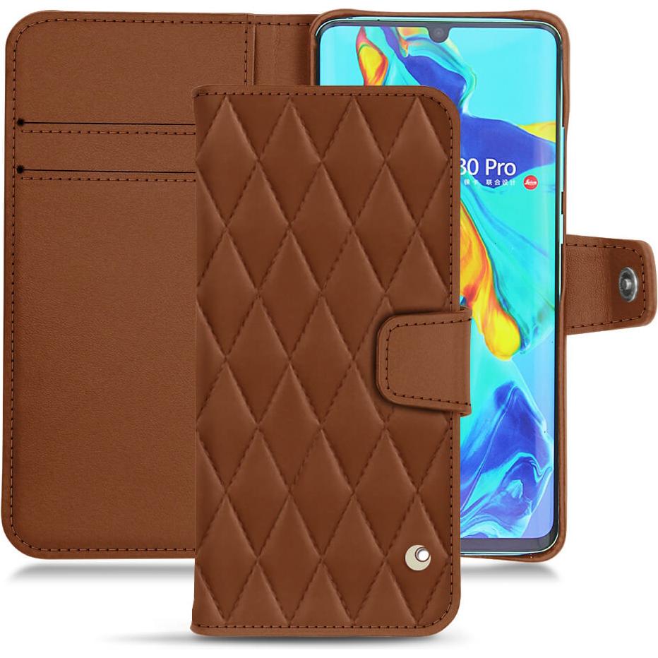 Noreve Lederschutzhülle Wallet (Huawei P30 Pro), Smartphone Hülle, Braun