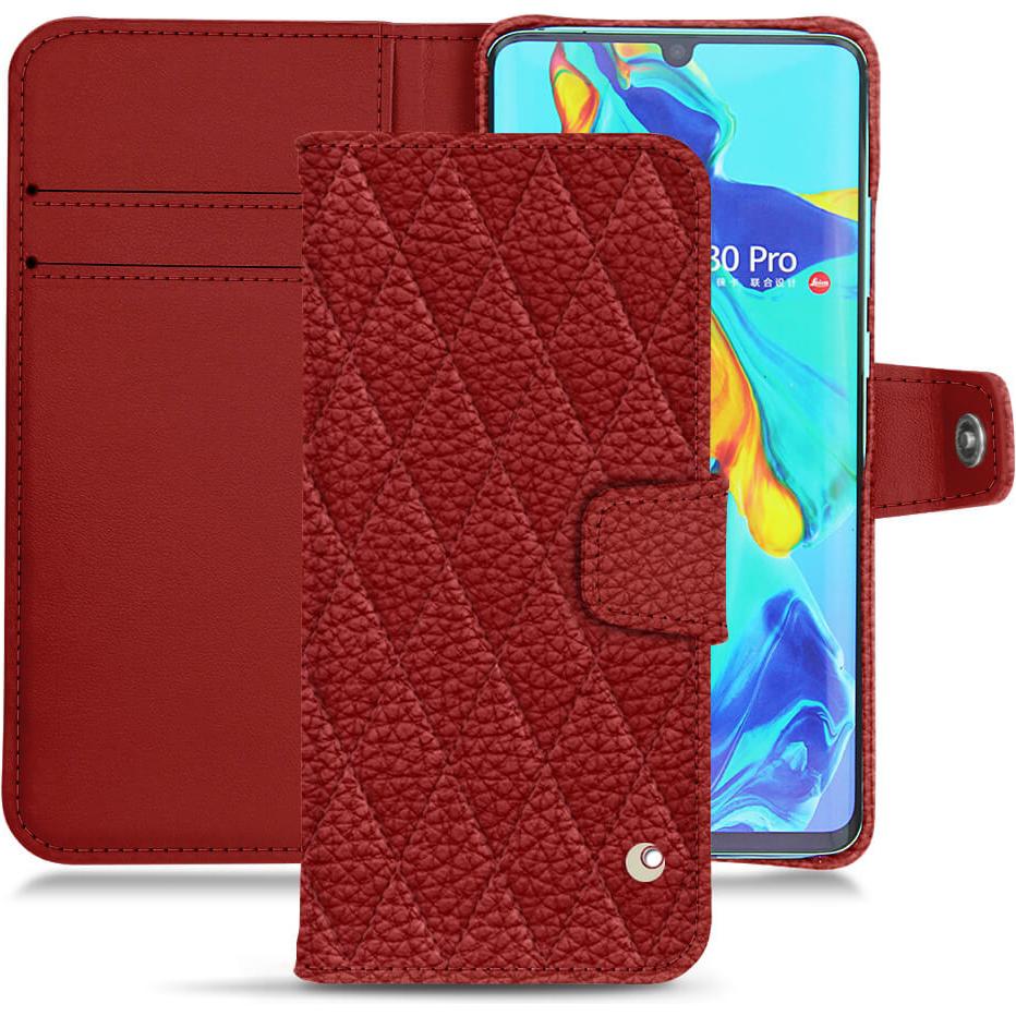 Noreve Lederschutzhülle Wallet (Huawei P30 Pro), Smartphone Hülle, Rot