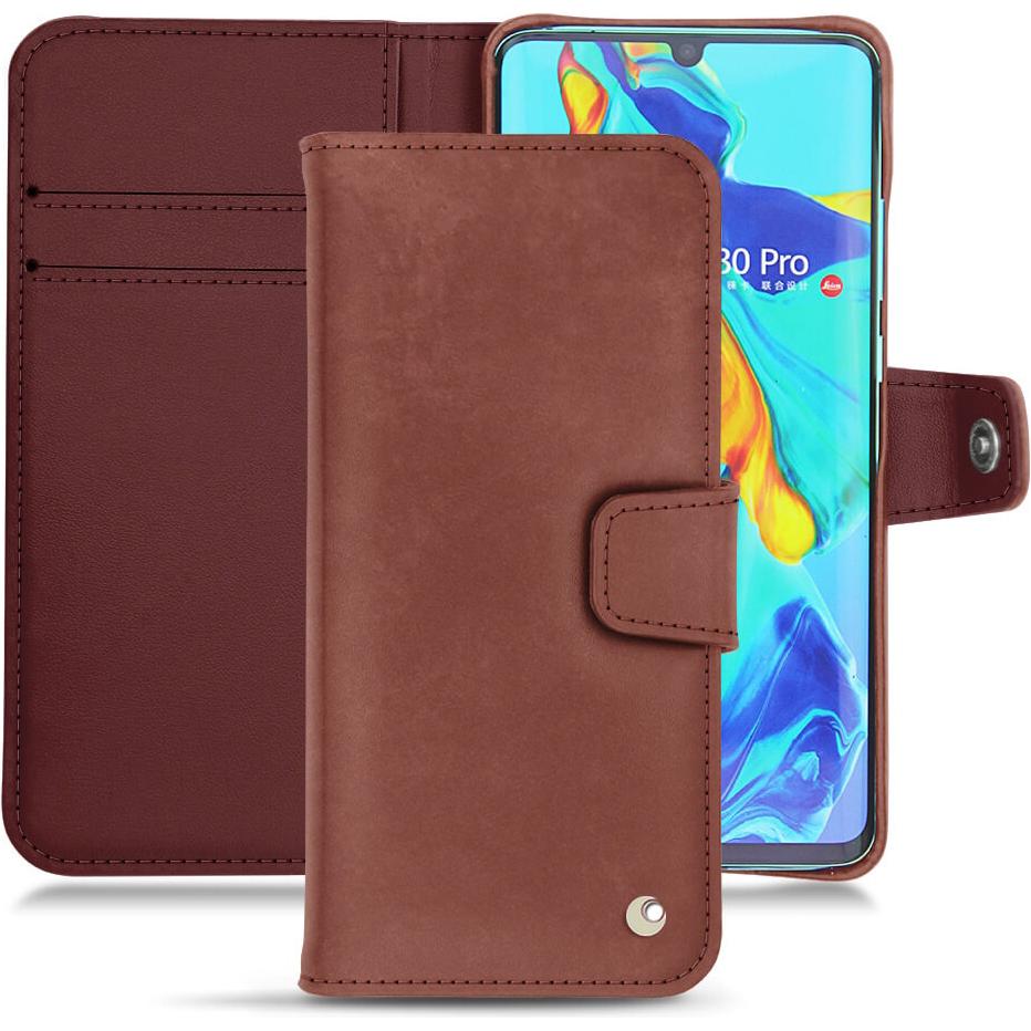 Noreve Lederschutzhülle Wallet (Huawei P30 Pro), Smartphone Hülle, Rot