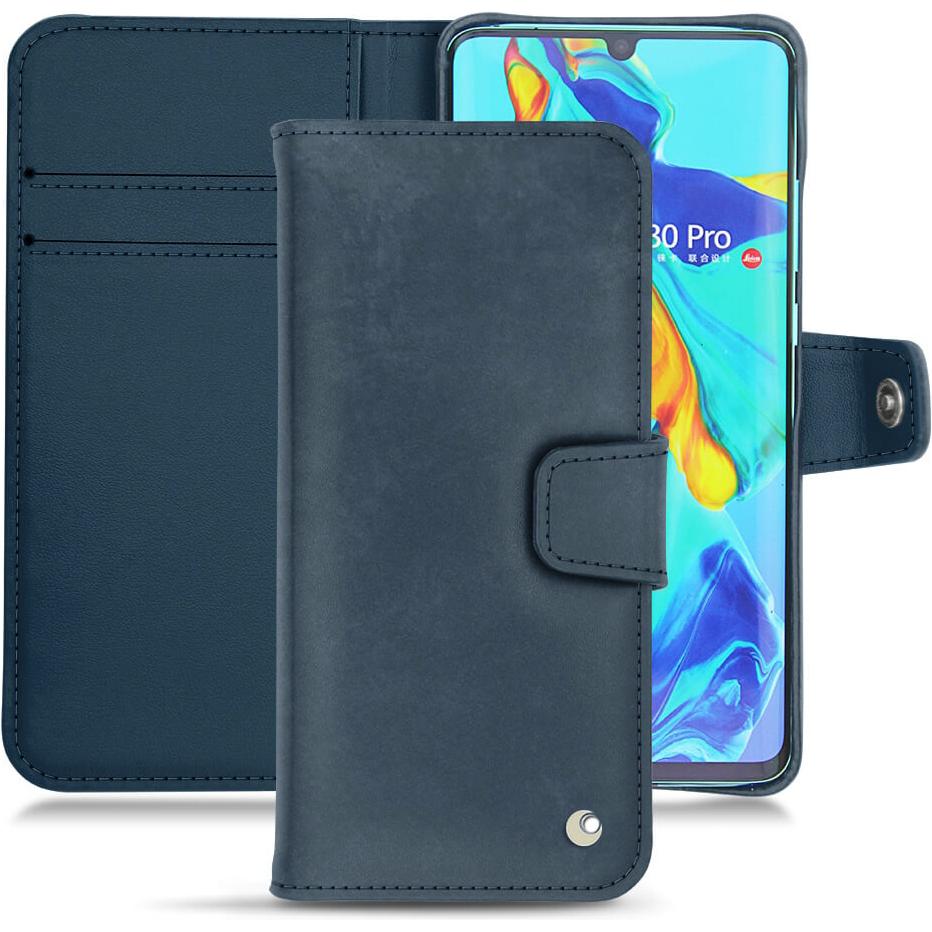Noreve Lederschutzhülle Wallet (Huawei P30 Pro), Smartphone Hülle, Blau