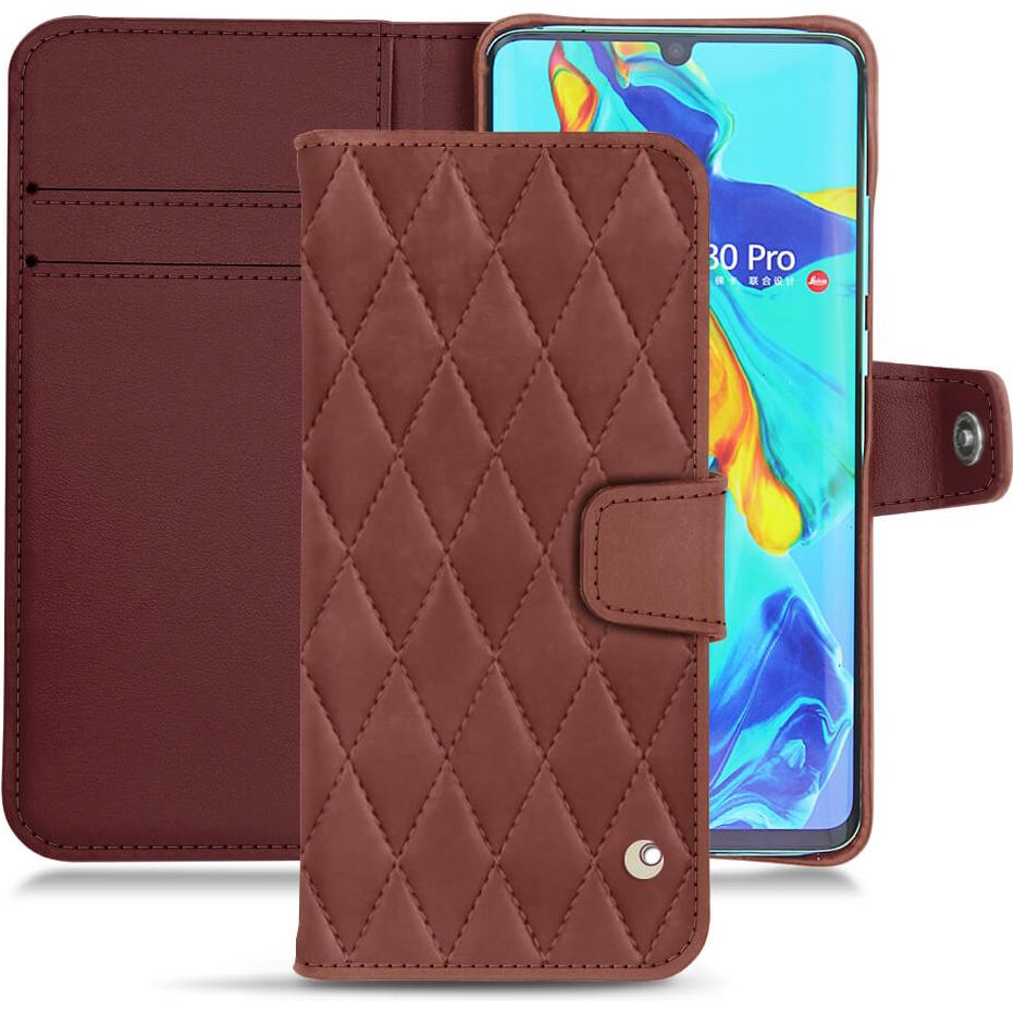 Noreve Lederschutzhülle Wallet (Huawei P30 Pro), Smartphone Hülle, Rot
