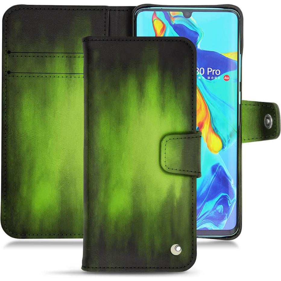Noreve Lederschutzhülle Wallet (Huawei P30 Pro), Smartphone Hülle, Grün