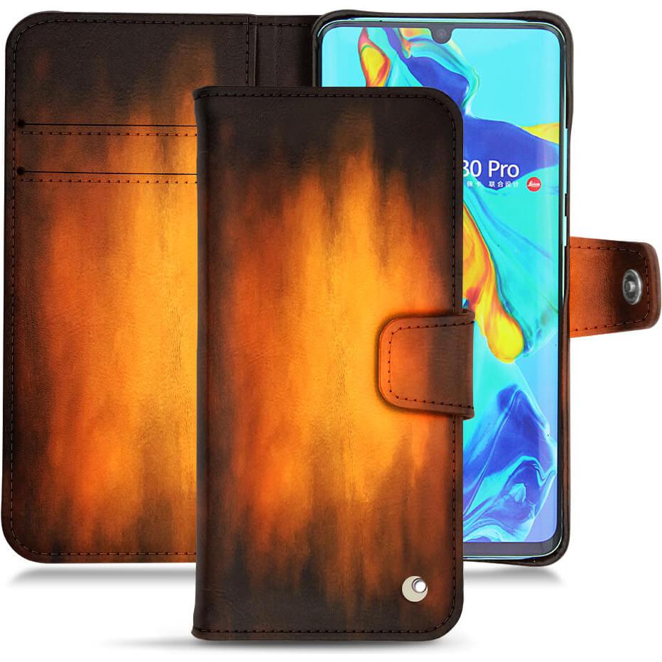 Noreve Lederschutzhülle Wallet (Huawei P30 Pro), Smartphone Hülle, Violett