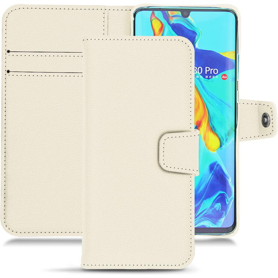 Noreve Lederschutzhülle Wallet (Huawei P30 Pro), Smartphone Hülle, Weiss