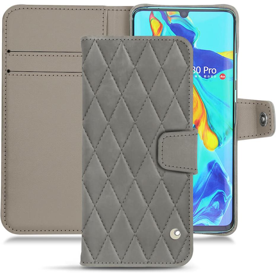 Noreve Lederschutzhülle Wallet (Huawei P30 Pro), Smartphone Hülle, Grau