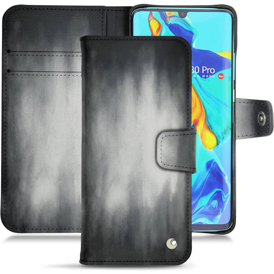 Noreve Lederschutzhülle Wallet (Huawei P30 Pro), Smartphone Hülle, Grau