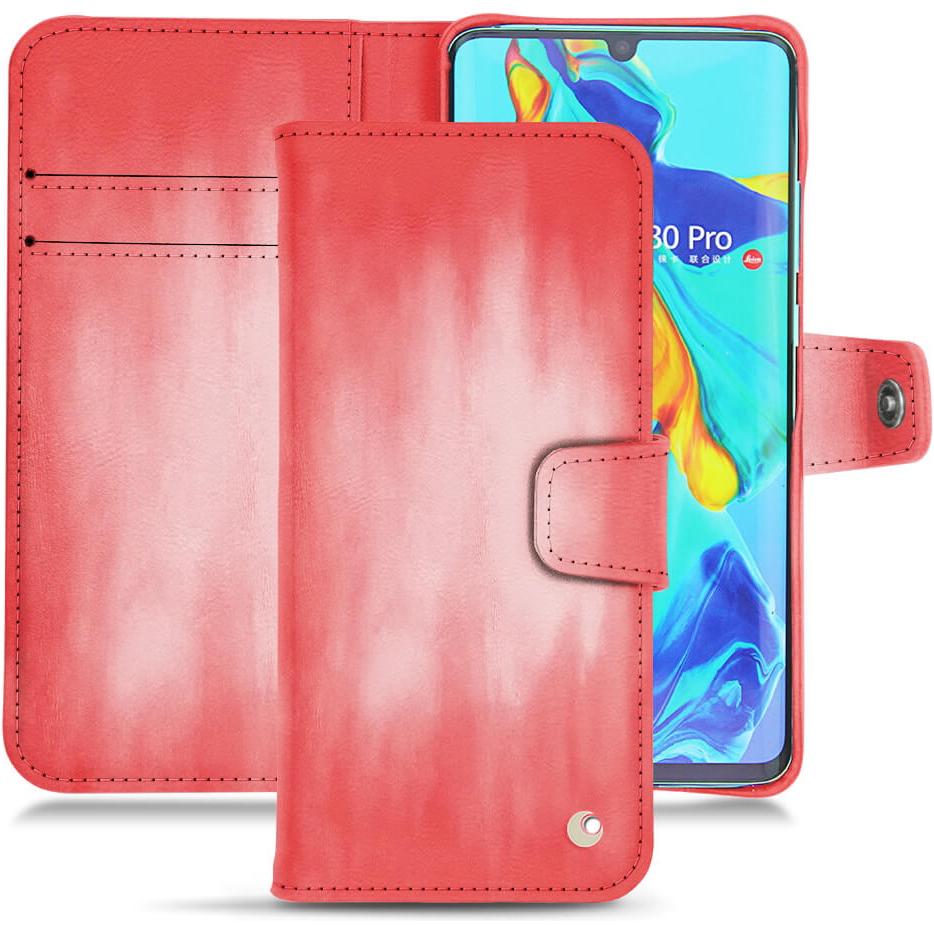 Noreve Lederschutzhülle Wallet (Huawei P30 Pro), Smartphone Hülle, Rosa