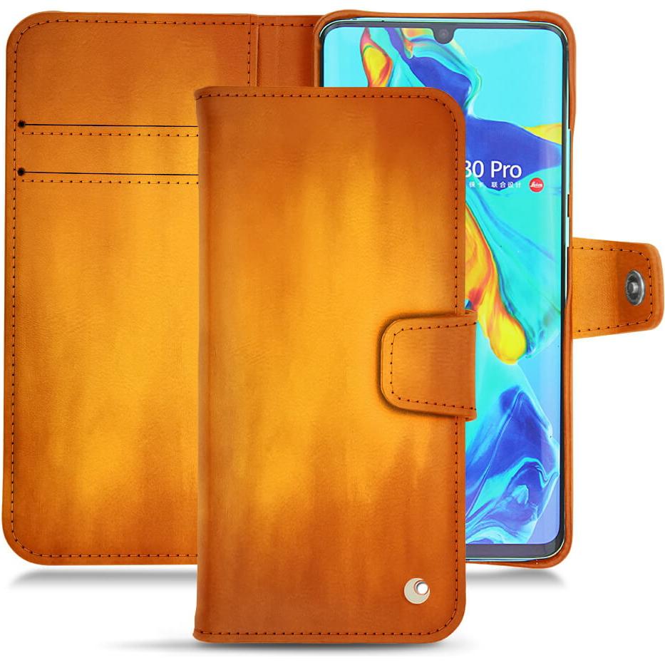 Noreve Lederschutzhülle Wallet (Huawei P30 Pro), Smartphone Hülle, Orange