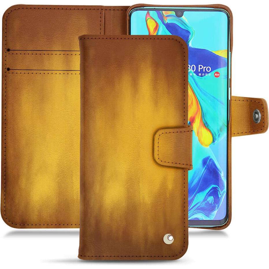 Noreve Lederschutzhülle Wallet (Huawei P30 Pro), Smartphone Hülle, Gold