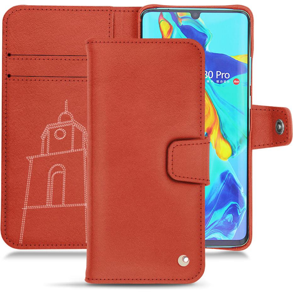 Noreve Lederschutzhülle Wallet (Huawei P30 Pro), Smartphone Hülle, Orange
