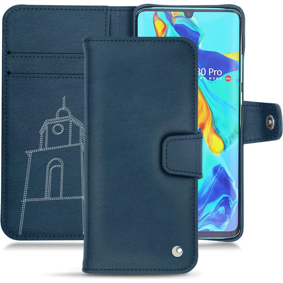 Noreve Lederschutzhülle Wallet (Huawei P30 Pro), Smartphone Hülle, Blau