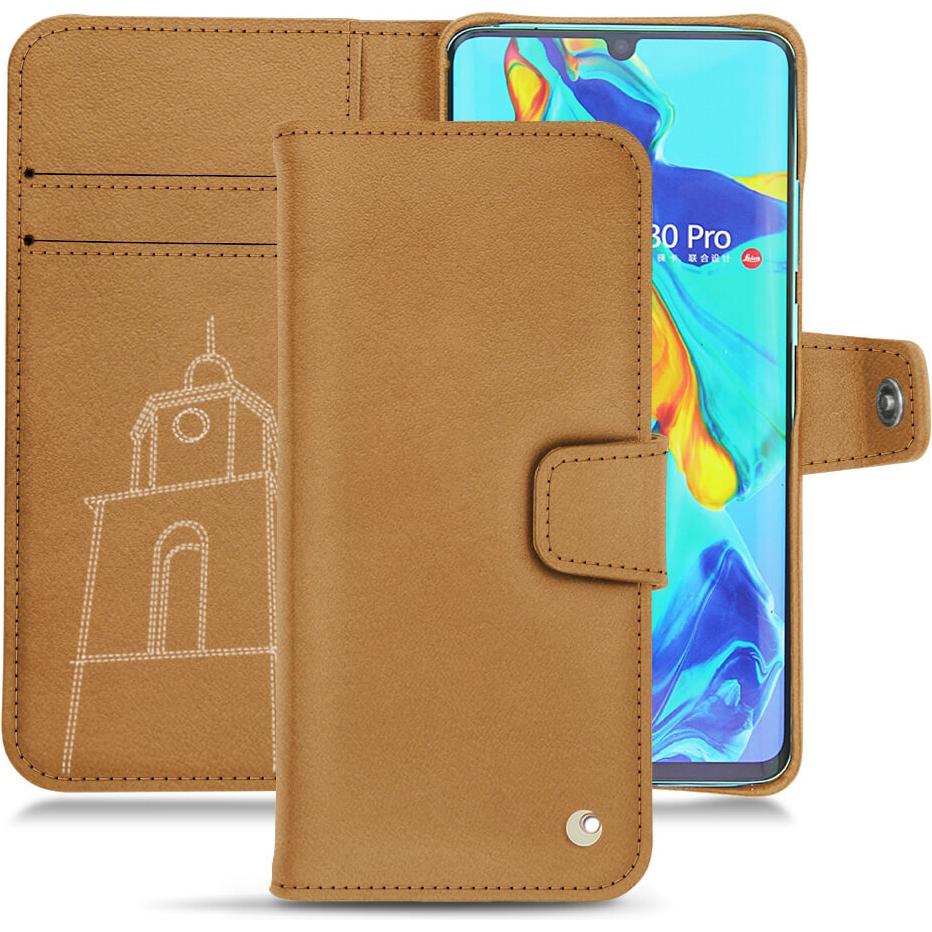 Noreve Lederschutzhülle Wallet (Huawei P30 Pro), Smartphone Hülle, Braun