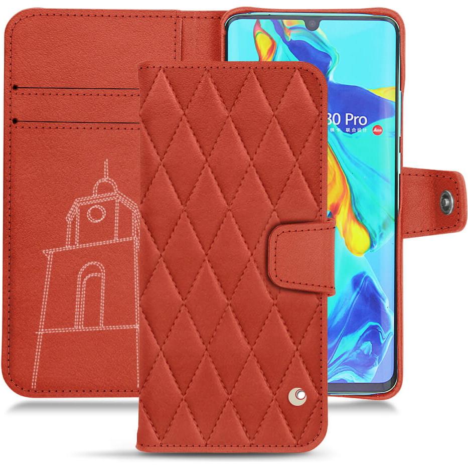 Noreve Lederschutzhülle Wallet (Huawei P30 Pro), Smartphone Hülle, Orange