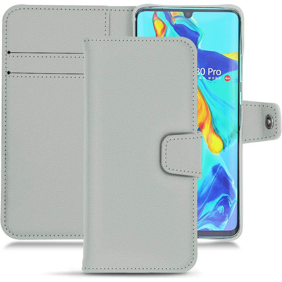 Noreve Lederschutzhülle Wallet (Huawei P30 Pro), Smartphone Hülle, Grau