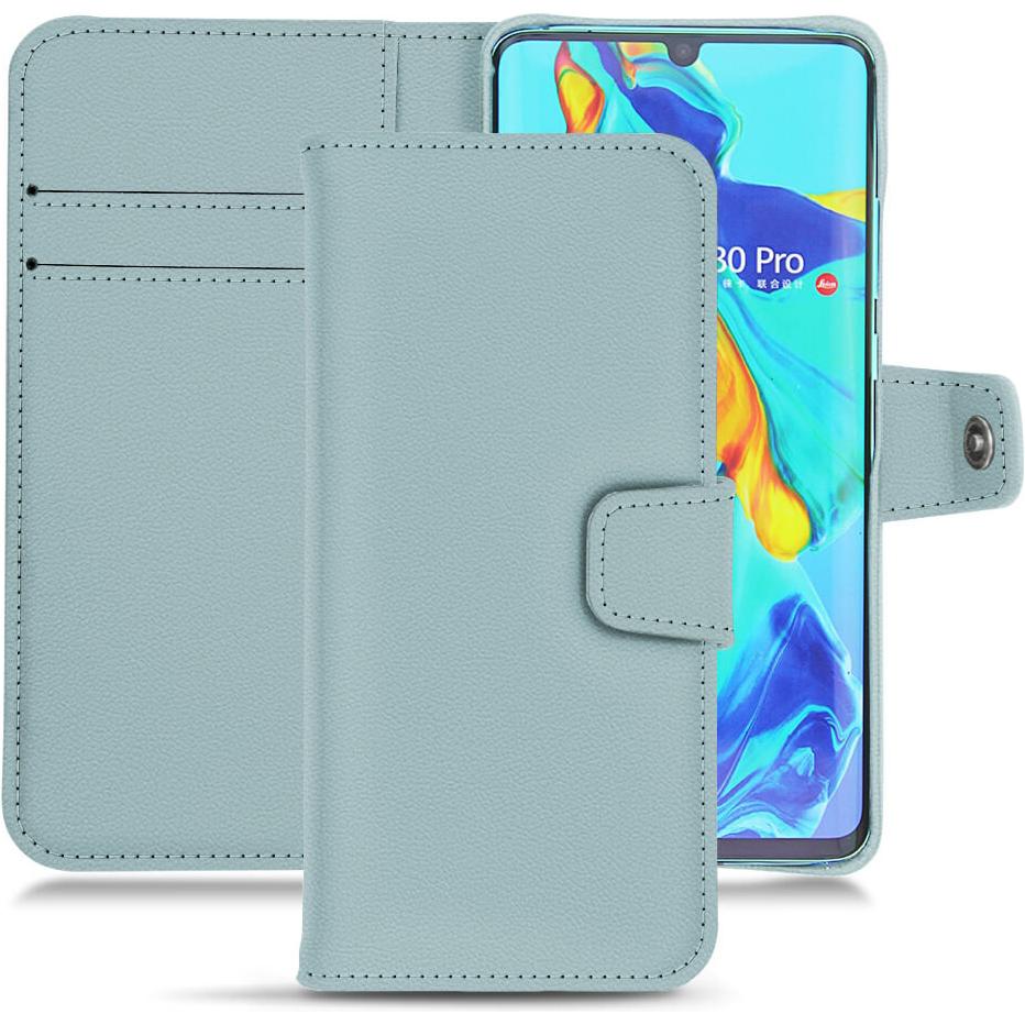 Noreve Lederschutzhülle Wallet (Huawei P30 Pro), Smartphone Hülle, Blau