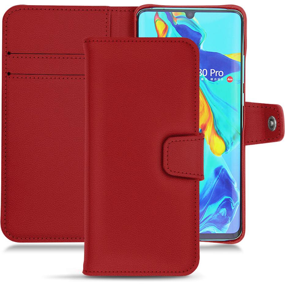 Noreve Lederschutzhülle Wallet (Huawei P30 Pro), Smartphone Hülle, Rot