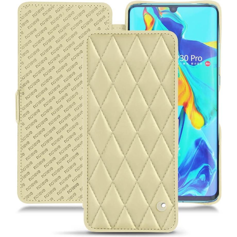 Noreve Lederschutzhülle horizontal (Huawei P30 Pro), Smartphone Hülle, Beige