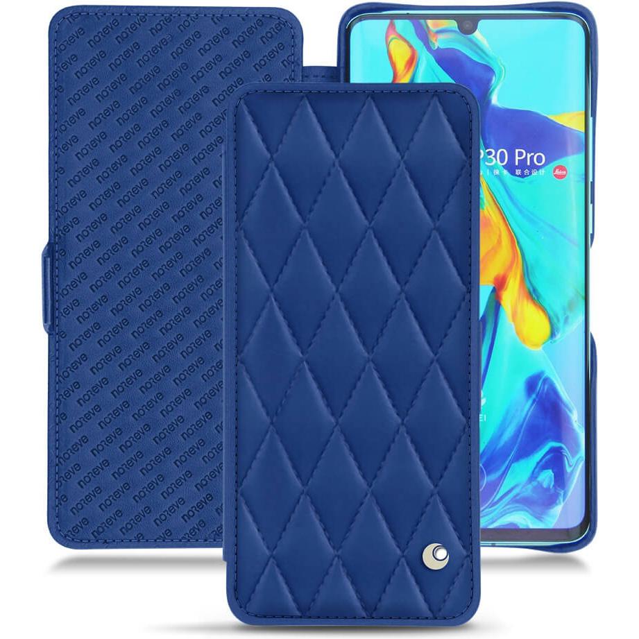 Noreve Lederschutzhülle horizontal (Huawei P30 Pro), Smartphone Hülle, Blau
