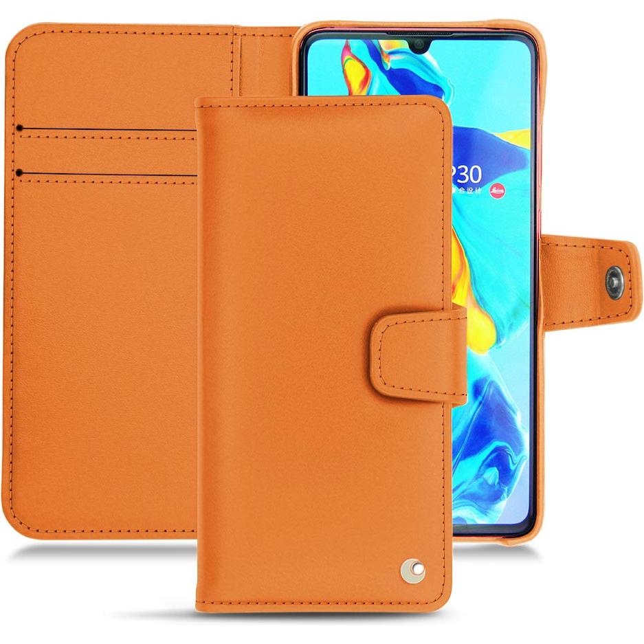 Noreve Lederschutzhülle Wallet (Huawei P30), Smartphone Hülle, Orange
