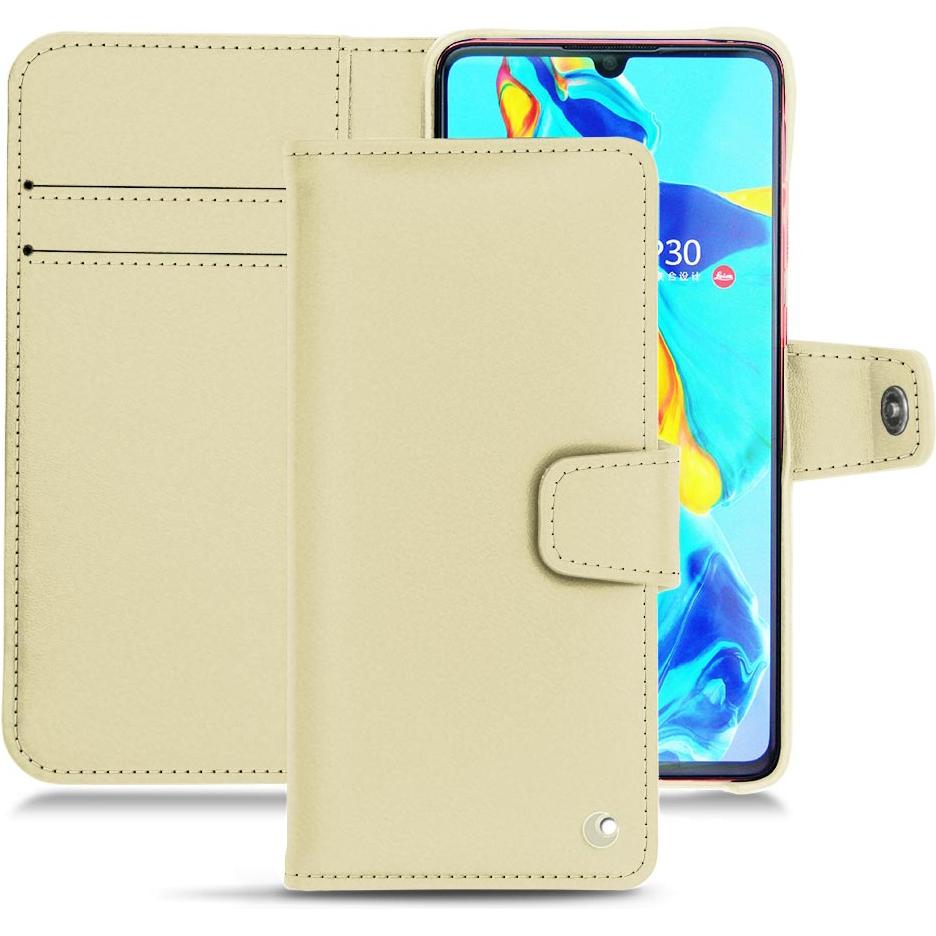 Noreve Lederschutzhülle Wallet (Huawei P30), Smartphone Hülle, Beige