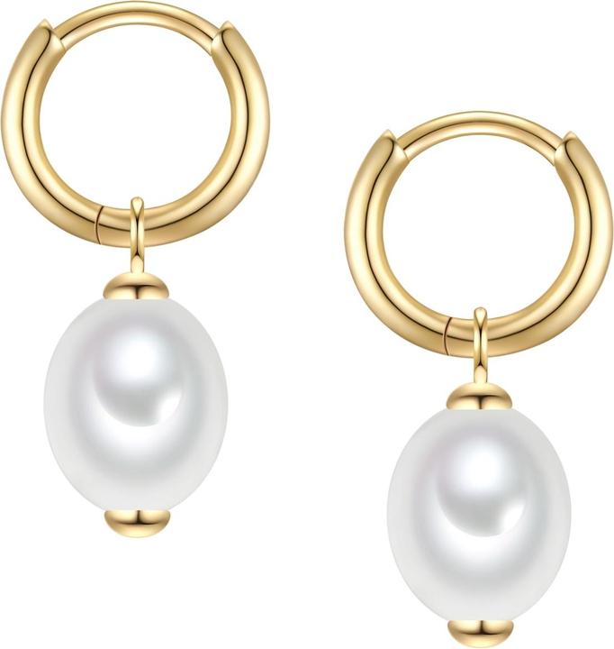 Produktbild Rafaela Donata Creolen Sterling Silber gelbgold Muschelkernperle weiss - 38612 (Sterling Silber)