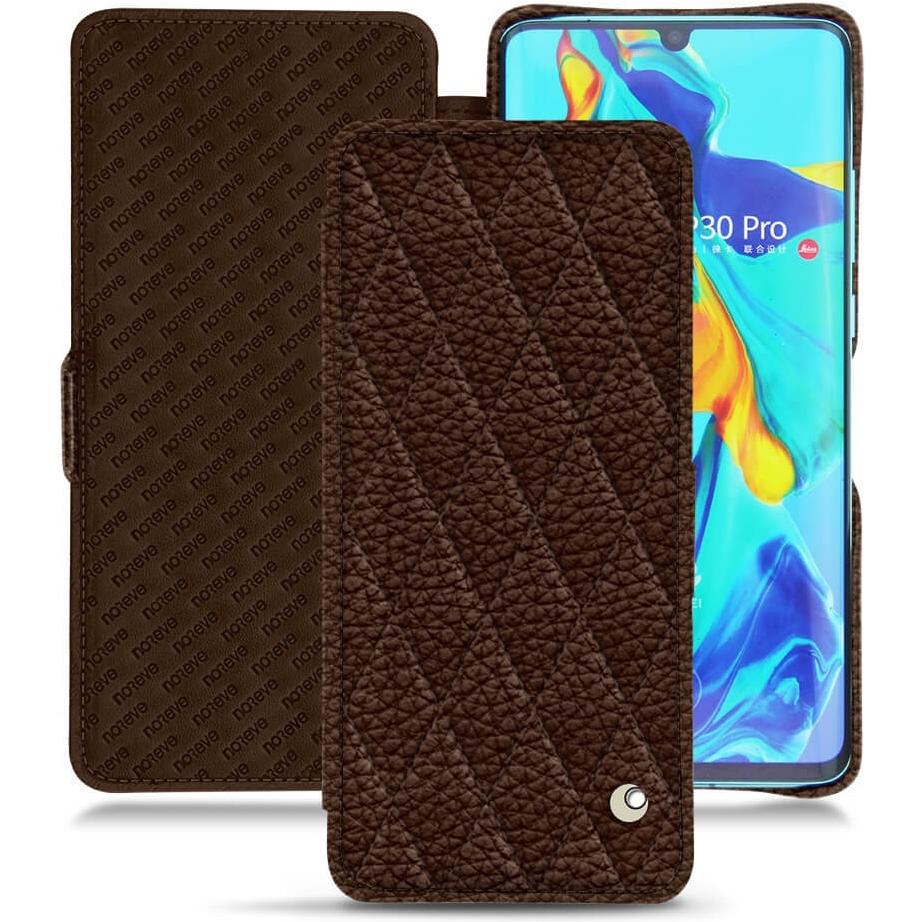 Noreve Lederschutzhülle horizontal (Huawei P30 Pro), Smartphone Hülle, Braun
