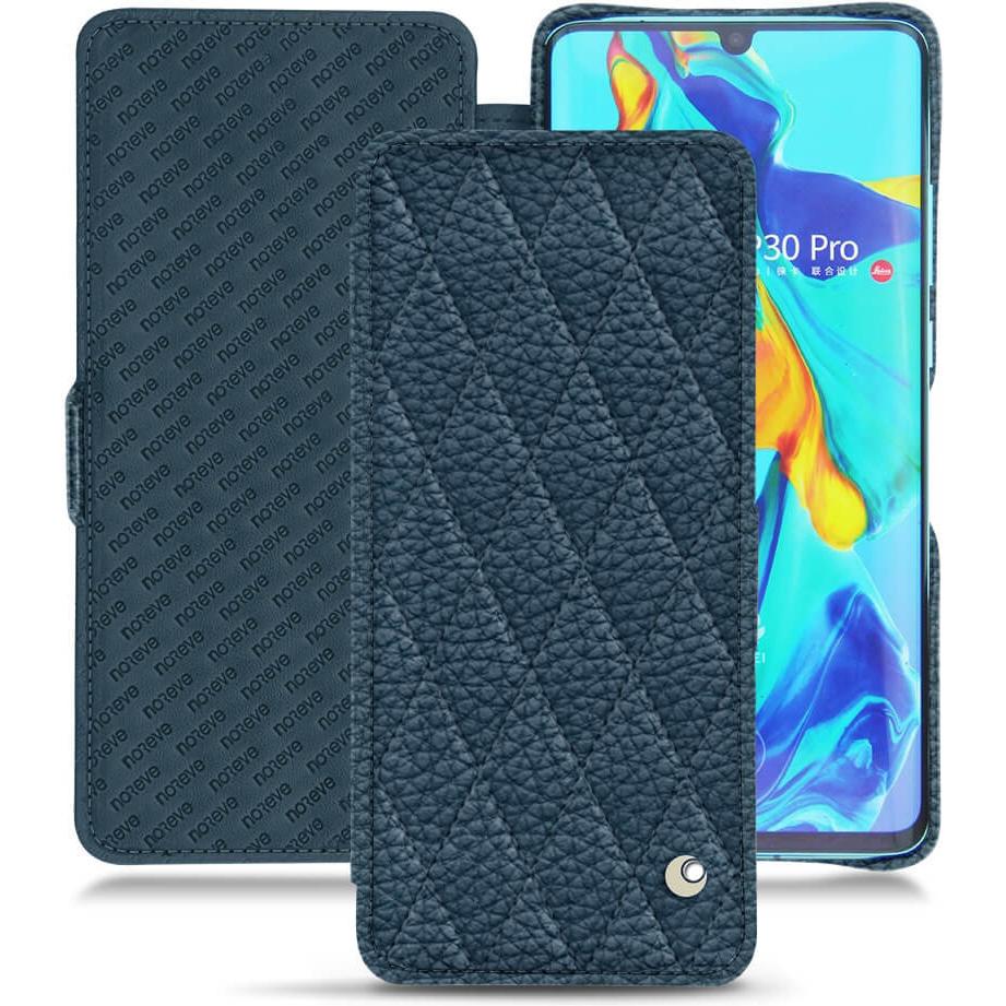 Noreve Lederschutzhülle horizontal (Huawei P30 Pro), Smartphone Hülle, Blau