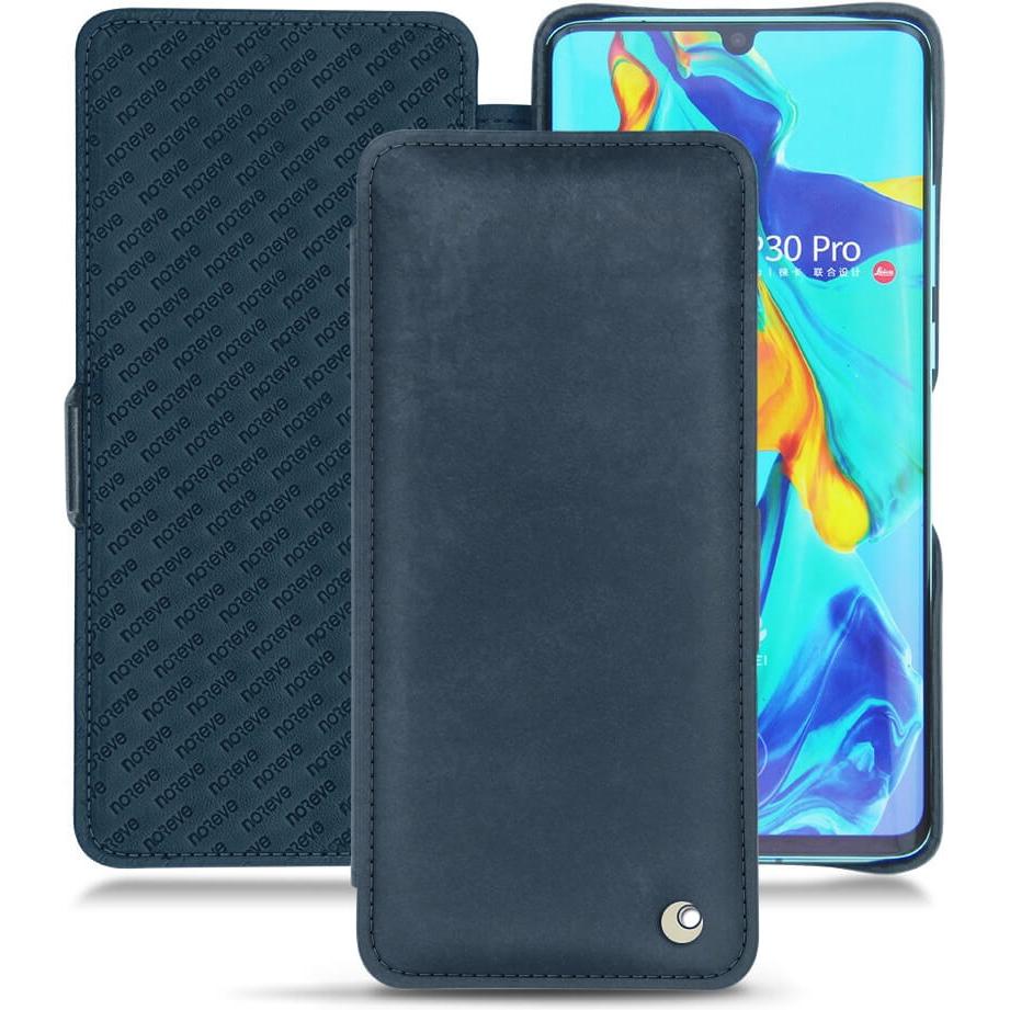 Noreve Lederschutzhülle horizontal (Huawei P30 Pro), Smartphone Hülle, Blau