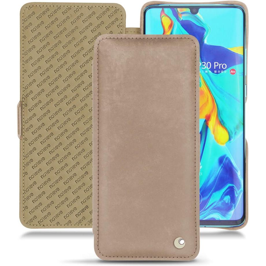 Noreve Lederschutzhülle horizontal (Huawei P30 Pro), Smartphone Hülle, Beige