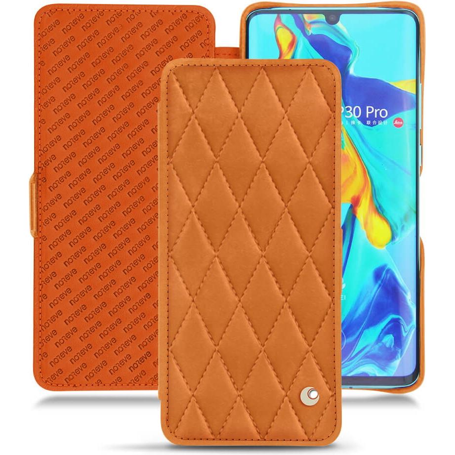 Noreve Lederschutzhülle horizontal (Huawei P30 Pro), Smartphone Hülle, Orange