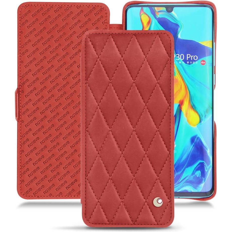 Noreve Lederschutzhülle horizontal (Huawei P30 Pro), Smartphone Hülle, Rot